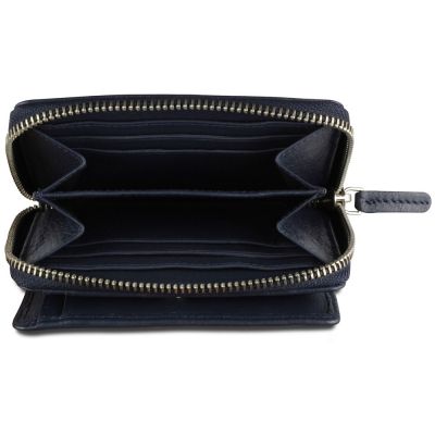 Кошелёк женский BUGATTI Lady Top, на молнии, тёмно-синий, натуральная воловья кожа, 12х2,5х9 см-3
