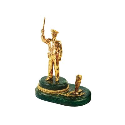 Настольный прибор Инспектор, золотистый/зеленый-0