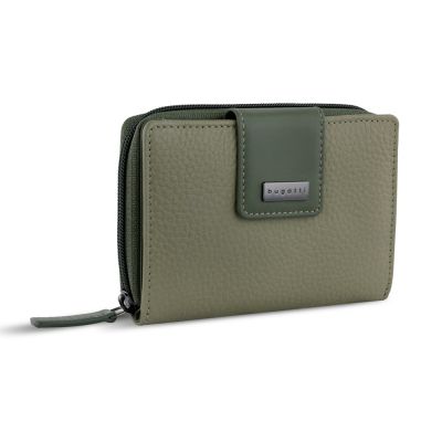 Кошелёк женский BUGATTI Sina, зеленый, воловья кожа/полиэстер, 13,7х3х9,5 см-0