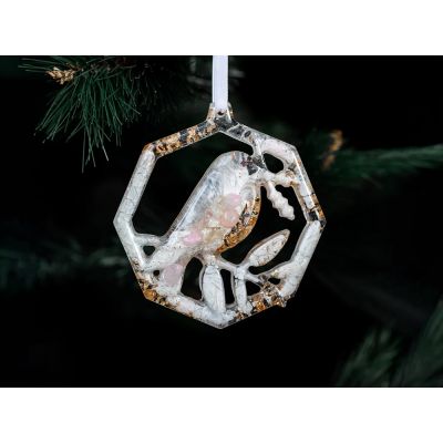 Елочные игрушки ( Снегирь+ Олень+ Ель) Розовый кварц-8