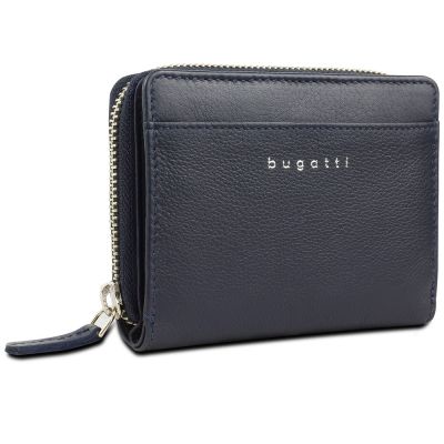 Кошелёк женский BUGATTI Lady Top, на молнии, тёмно-синий, натуральная воловья кожа, 12х2,5х9 см-0