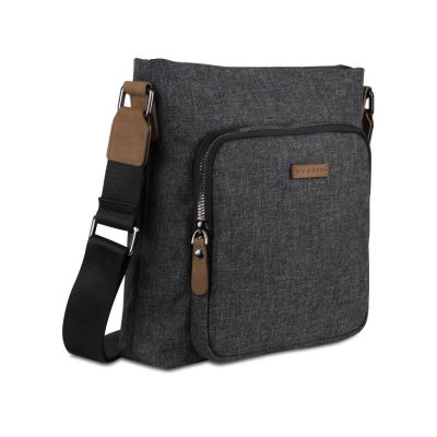 Сумка наплечная мужская BUGATTI Luce, серая, полиэстер, 24х5х25,5 см-0