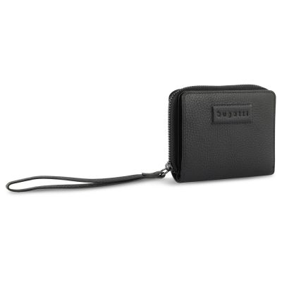 Кошелёк женский BUGATTI Elsa, с защитой данных RFID, чёрный, воловья кожа/полиэстер, 11х2,5х9 см-0