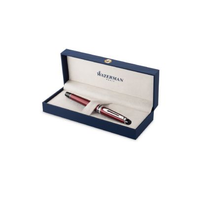 Ручка-роллер Waterman Expert Dark Red Lacquer CT Black, стержень: Fblk-1