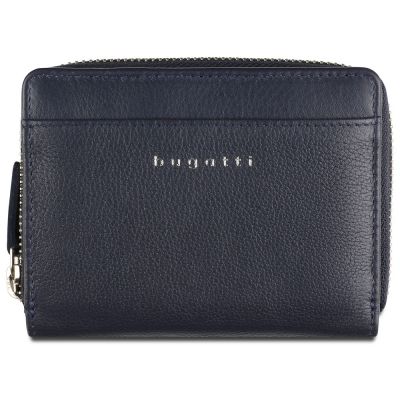 Кошелёк женский BUGATTI Lady Top, на молнии, тёмно-синий, натуральная воловья кожа, 12х2,5х9 см-1