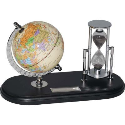 Набор с глобусом на черной подставке Время и мы, серебристый/черный-0