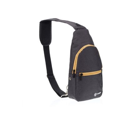 Рюкзак TORBER с одним плечевым ремнем, чёрный/бежевый, полиэстер 300D, 33 х 17 х 6 см-1