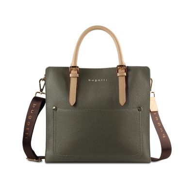 Сумка-портфель женская BUGATTI Ella, оливковая, полиуретан, 30х11,5х28 см-1