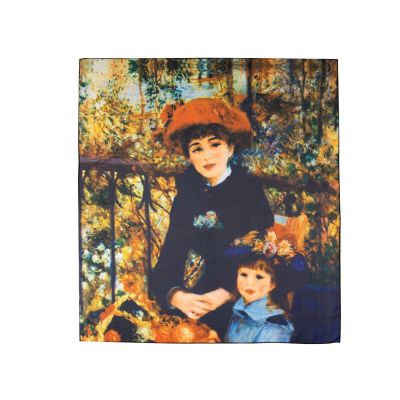 Набор: платок, складной зонт Ренуар. Терраса, синий/желтый-3