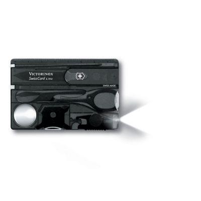 Швейцарская карточка VICTORINOX SwissCard Lite, 13 функций, полупрозрачная чёрная-0