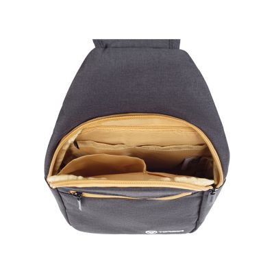 Рюкзак TORBER с одним плечевым ремнем, чёрный/бежевый, полиэстер 300D, 33 х 17 х 6 см-2