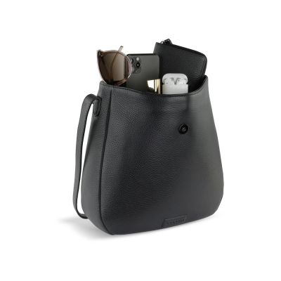 Сумка женская BUGATTI Elsa, чёрная, воловья кожа/полиэстер, 29х8х27 см-9