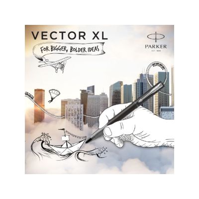 Ручка-роллер Parker Vector XL Black CT, стержень: F, цвет чернил:black, в подарочной упаковке-14
