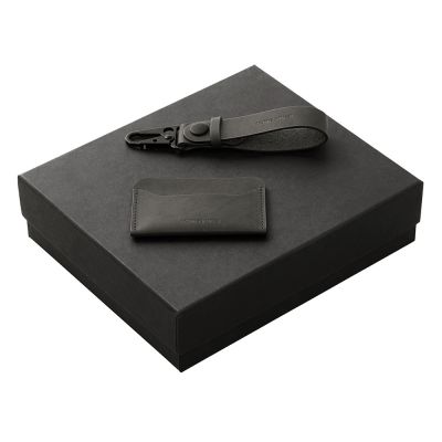 Подарочный набор Long River: картхолдер, ремешок для ключей, черная коробка-0