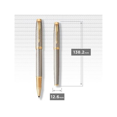 Ручка роллер Parker IM Premium Warm Silver (grey)  GT, стержень: F, цвет чернил: black, в подарочной упаковке.-6