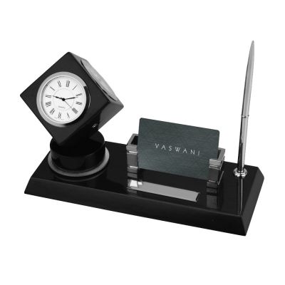 Настольный прибор с погодной станцией Магдебург, черный-0