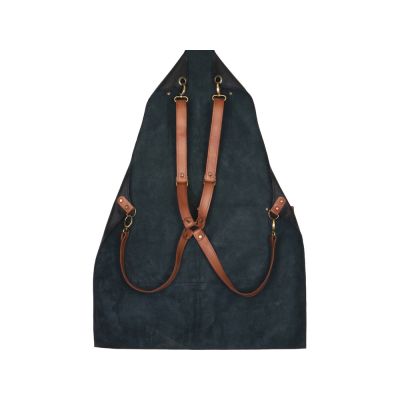 Набор: фартук из натуральной кожи в тубусе, черный с рыжими ремнями-2