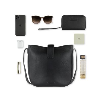 Сумка женская BUGATTI Elsa, чёрная, воловья кожа/полиэстер, 29х8х27 см-10