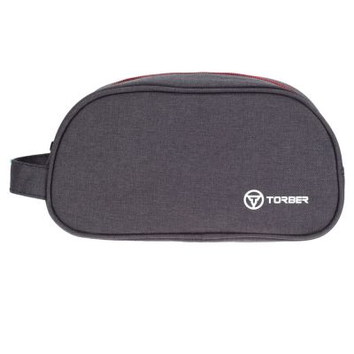 Несессер TORBER, дорожный, чёрный/бордовый, полиэстер 300D, 23 х 12 х 10 см-0