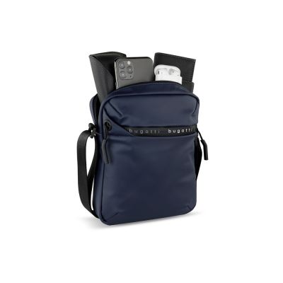 Сумка наплечная BUGATTI Blanc, синяя, тарпаулин/полиэстер, 17х4,5х21 см-3
