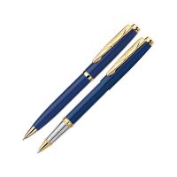Набор: шариковая ручка и ручка-роллер PEN & PEN. Pierre Cardin, синий/серебристый/золотистый