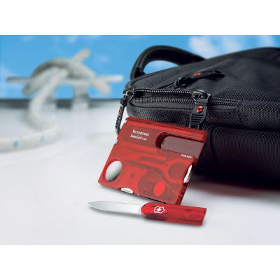 Швейцарская карточка VICTORINOX SwissCard Lite, 13 функций, полупрозрачная красная-4