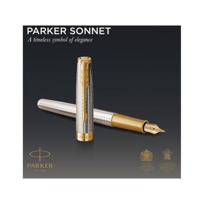 Перьевая ручка Parker Sonnet Silver Mistral GT, перо: M, цвет чернил: black, в подарочной упаковке-3