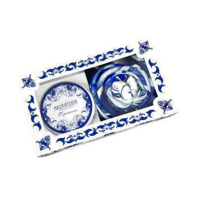 Набор: платок Гжель и свеча Птица счастья-1