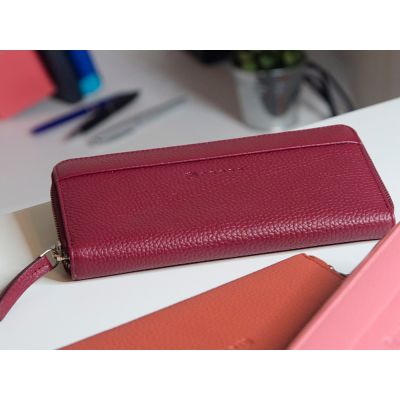 Кошелёк Cross Colors Burgundy, кожа наппа, фактурная, цвет бордовый-4