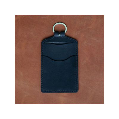 Кожаный бейдж для пропуска, черный-3