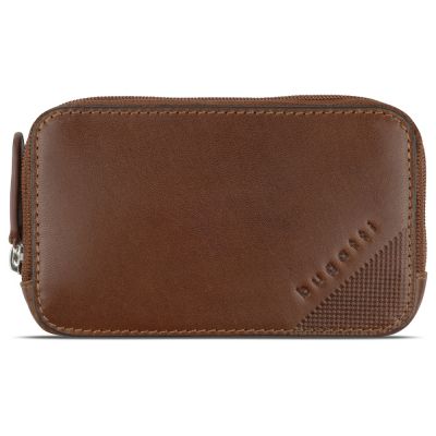 Ключница BUGATTI Nobile, коньячного цвета, воловья кожа/полиэстер, 11,5х1,5х7 см-1