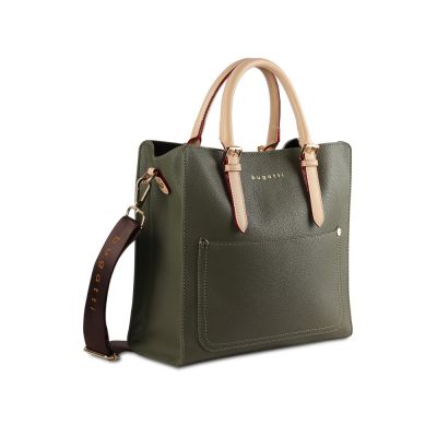 Сумка-портфель женская BUGATTI Ella, оливковая, полиуретан, 30х11,5х28 см-0