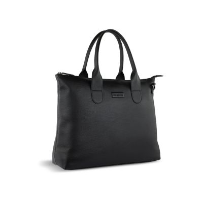 Сумка-шоппер BUGATTI Elsa, чёрная, воловья кожа/полиэстер, 46х11х31,5 см-0