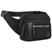 Сумка на пояс BUGATTI Nero, чёрная, нейлон 1680D/кожа, 20,5х6х15 см
