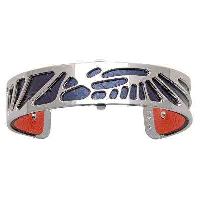 Браслет-бэнгл из латуни с гальваническим покрытием белым родием и серебром, 14мм-3