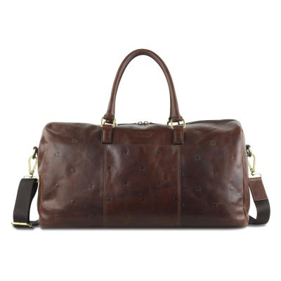 Сумка дорожная Mano Don Leon, натуральная кожа в коричневом цвете, 50 х 27 х 24 см-0