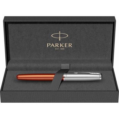 Ручка-роллер Parker Sonnet Essentials Orange SB Steel CT, цвет чернил black,перо: F, в подарочной упаковке.-8