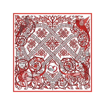 Платок Русское сердце 100% шёлк-0