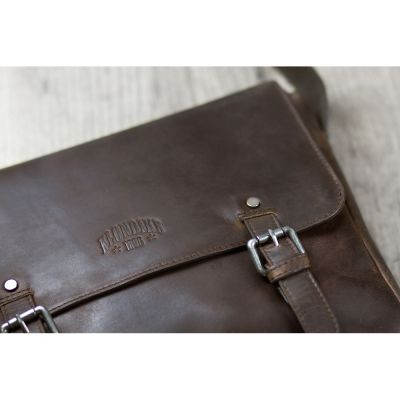 Сумка через плечо KLONDIKE DIGGER Joe, натуральная кожа цвета коньяк, 28 x 32 x 8 см-6