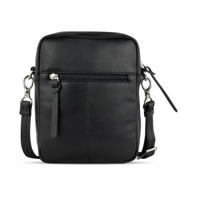 Сумка наплечная мужская BUGATTI Comet, чёрная, воловья кожа/полиэстер, 17х4,7х21 см-7