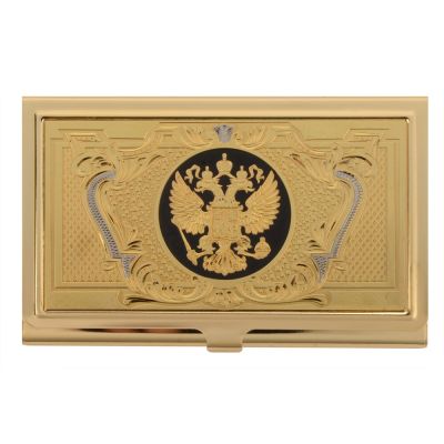 Набор Государственная политика: визитница, ручка шариковая, флешка 16 Гб, золотистый/серебристый-1