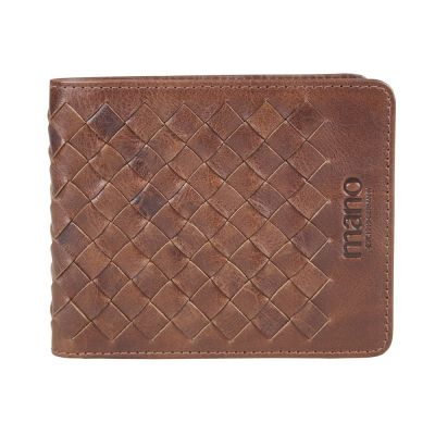 Портмоне Mano Don Luca, натуральная кожа в коньячном цвете, 11 х 9 см-0