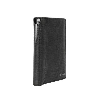 Бумажник для документов Cross Hudson Black, с ручкой Cross, кожа наппа, фактурная, черный-2