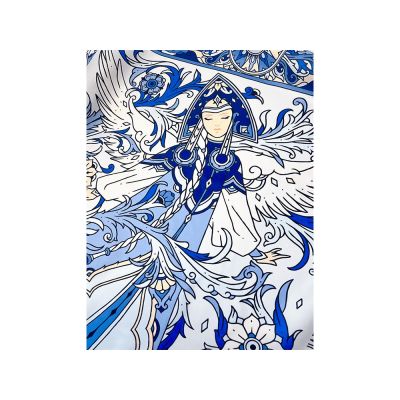 Платок Царевна-Лебедь 100% шелк, синий-2