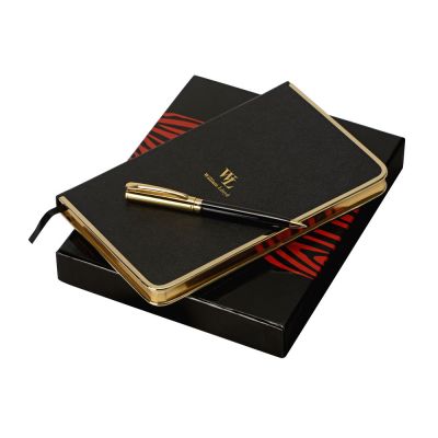 Набор: записная книжка, ручка William Lloyd , черный/золотистый-0