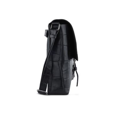 Сумка-мессенджер мужская BUGATTI Nevio, чёрная, воловья кожа/хлопок, 30,5х7х25 см, 5 л-2