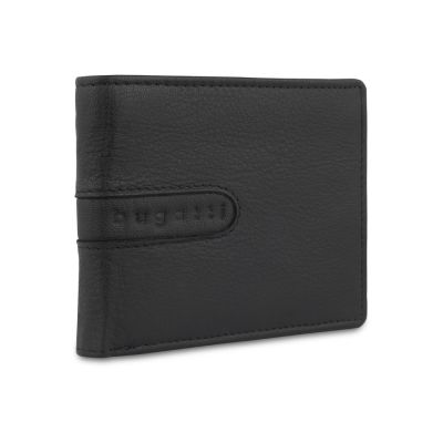 Портмоне BUGATTI Bomba, с защитой данных RFID, чёрное, кожа/полиэстер, 12х2х9,5 см-0