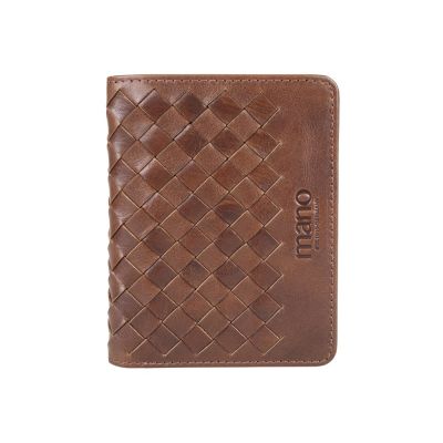 Портмоне для кредитных карт Mano Don Luca, натуральная кожа в коньячном цвете, 8,5 х 11 см-0