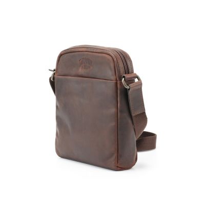 Сумка через плечо KLONDIKE DIGGER Jake, натуральная кожа цвета коньяк, 26 x 22 x 7 см-0