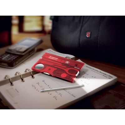 Швейцарская карточка VICTORINOX SwissCard Lite, 13 функций, полупрозрачная красная-3
